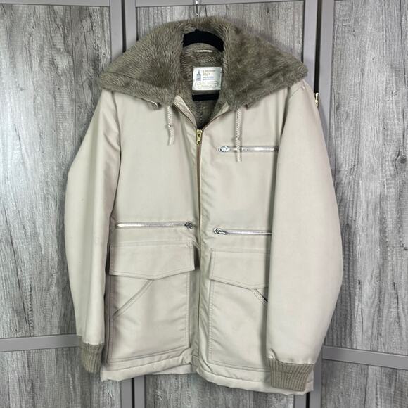 Vintage London Fog faux fur lined jacket with convertible hood men's 40R - Picture 1 of 16